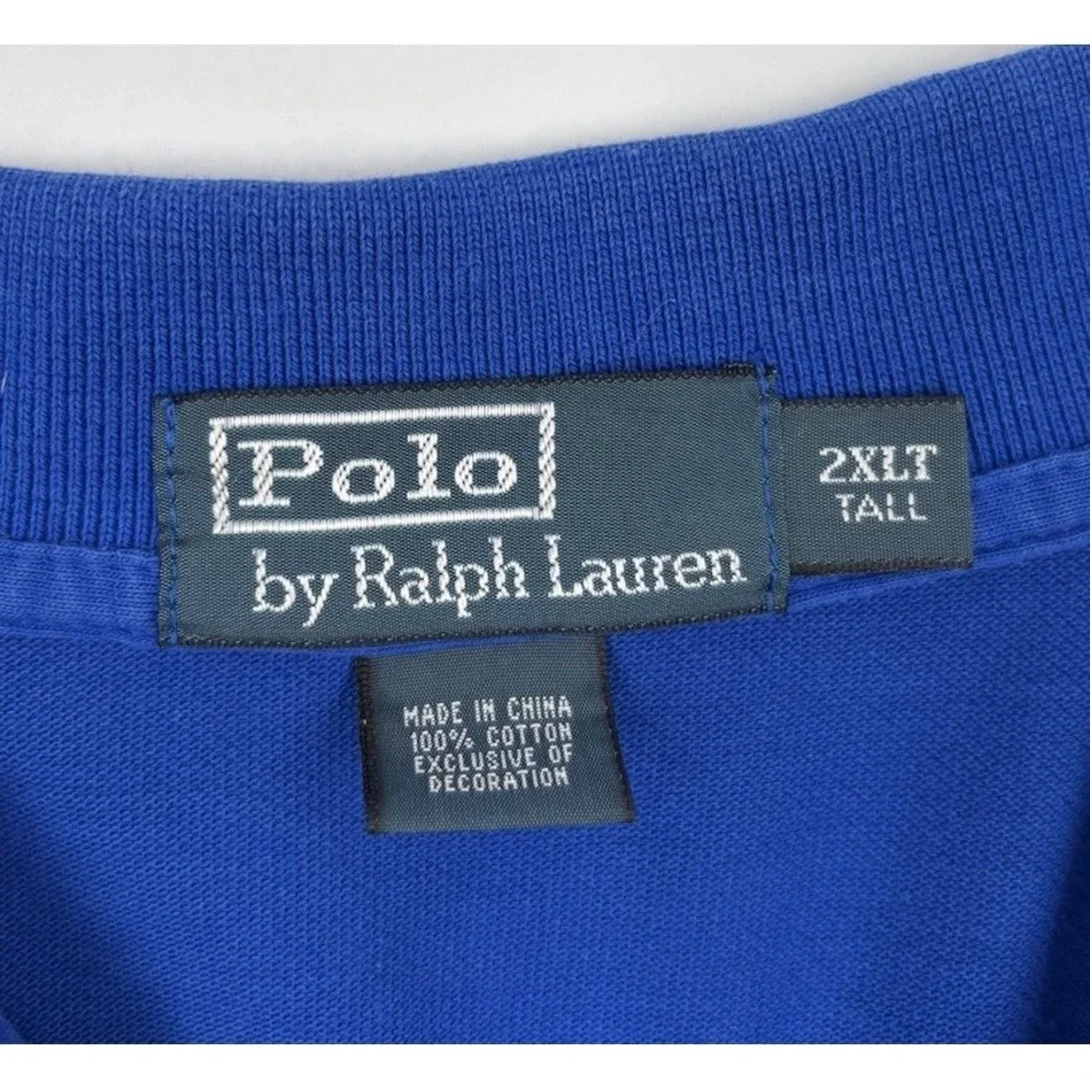 Polo Ralph Lauren Men's 2XLT‎ Cotton Blue Rugby Large Pony Short Sleeve Polo